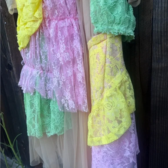 Comme Des Garçons Pink Ruffled lace Tulle sheer Dress - Size small - Picture 5 of 13